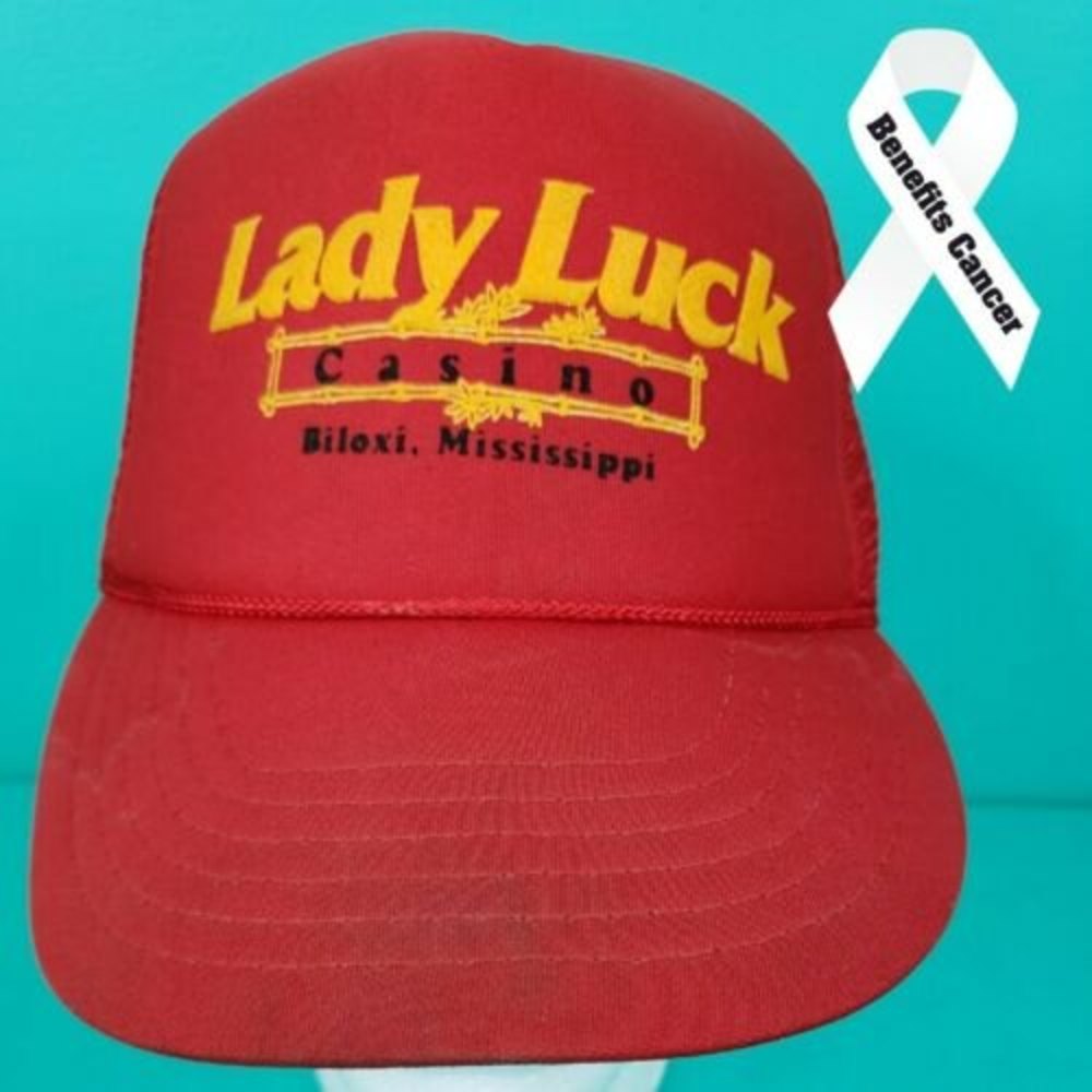 VTG Lady Luck Casino Mesh Snapback Trucker Hat Cap Biloxi Mississippi
